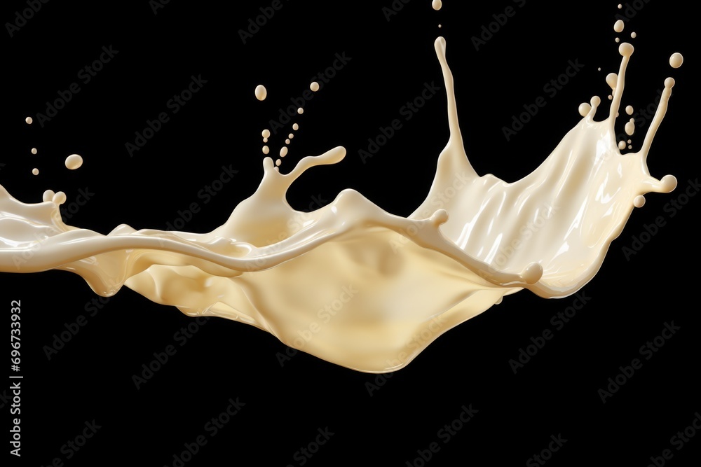 Poster Milk splash on a black background. Versatile image for various projects