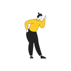 vector pose of person in yellow clothes.modern