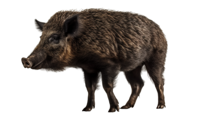 Wild boar on a light, transparent background.