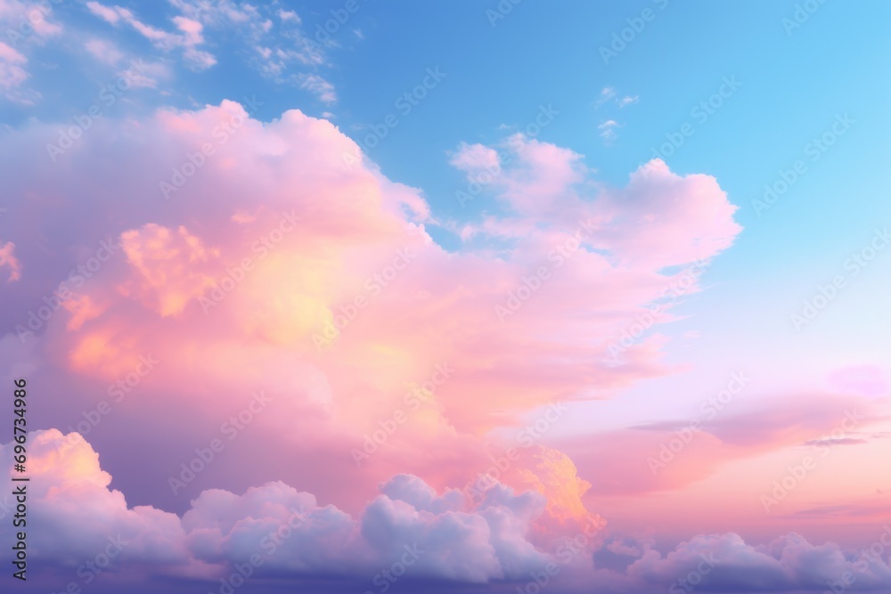 Poster a plane is flying in the sky with clouds in the background. perfect for travel and aviation-related 