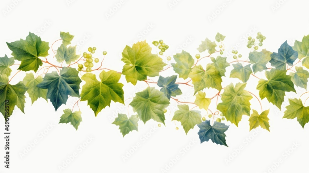 Poster a painting featuring a vibrant vine with lush green leaves. perfect for adding a touch of nature to 