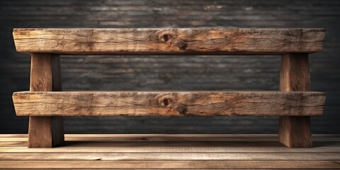 Naklejka premium A simple wooden bench placed on top of a wooden floor. This versatile image can be used in various settings