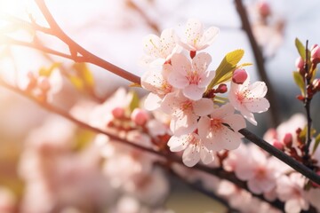 Fototapeta premium A close up view of a flower on a tree. This image can be used to add a natural and colorful touch to various designs and projects
