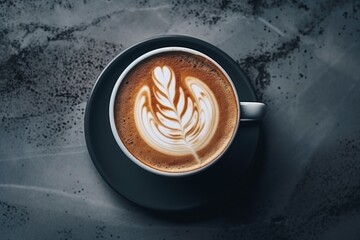 A cup of coffee on a saucer placed on a table. Suitable for various concepts and themes