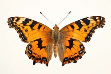 Naklejka premium An orange butterfly with black spots on its wings. Can be used to depict nature, insects, or the beauty of butterflies