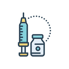 Color illustration icon for injection 