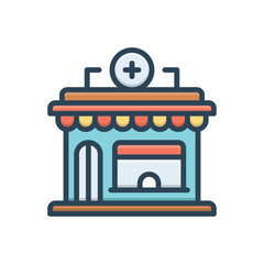 Color illustration icon for pharmacy 