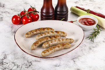 Grilled natural organick white sausages