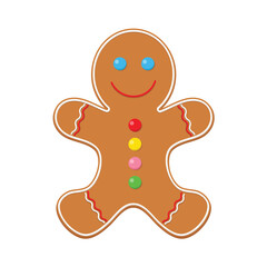 Gingerbread man vector illustration isolated on white background.