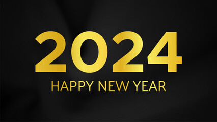 2024 Happy New Year on dark silk background