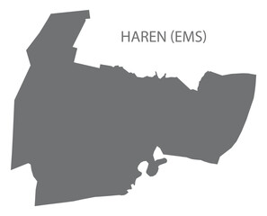 Haren (Ems) German city map grey illustration silhouette shape - obrazy, fototapety, plakaty