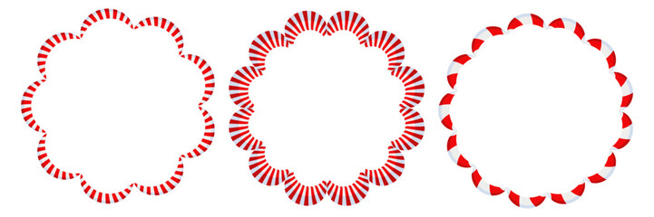 Obraz premium Christmas Candy Cane Frame. Striped ribbon circle sticker.