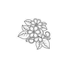flower coloring with outline outline