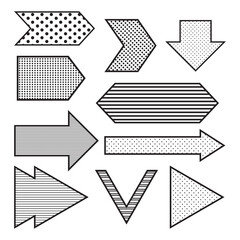 Collection of arrows with simple patterns various shapes