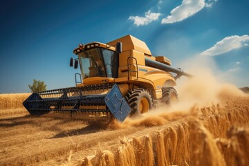 Obraz premium Tractor during the harvest, Generate with Ai