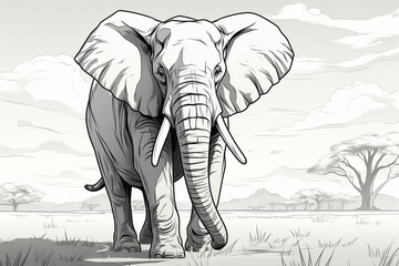 cartoon style of an elephant
