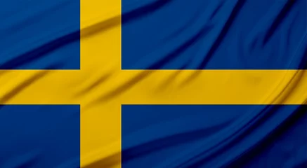 Deurstickers Flag of Kingdom of Sweden. National country symbol © New Africa