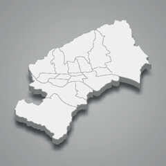 Fototapeta premium 3d isometric map of City of Zagreb is a county of Croatia