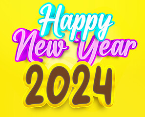 Happy new Year 2024 editable premium 3d vector text effect