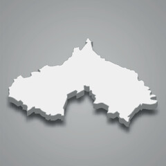 3d isometric map of Koprivnica-Krizevci is a county of Croatia