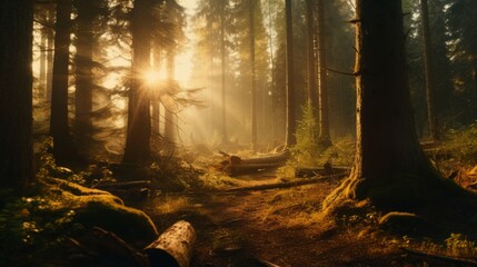 Obraz premium Soft warm light seeping through the trees