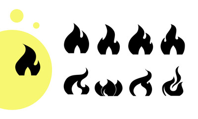 9 fire flame outline icons