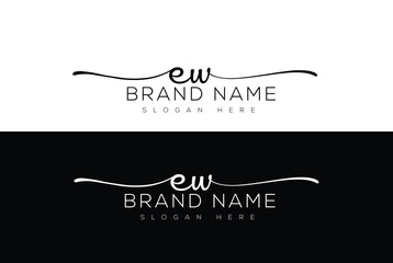 Ew handwritten signature logo design 