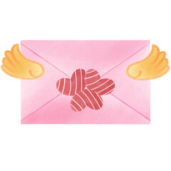 Watercolor love letter with wings