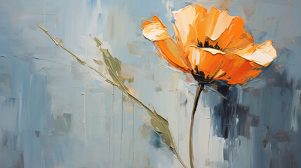 Contemporary floral brushstroke oil painting.