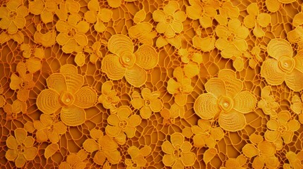 Orange floral lace texture. - obrazy, fototapety, plakaty