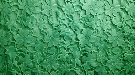 Green floral lace texture. - obrazy, fototapety, plakaty