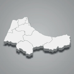 Fototapeta premium 3d isometric map of Tanger-Tetouan-Al Hoceima is a region of Morocco