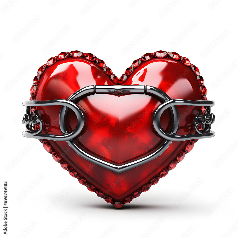 Sticker heart with ribbon, ai generated