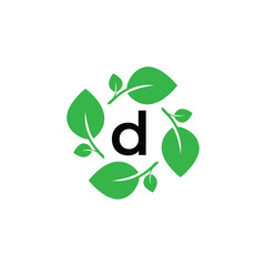 letter d organic leaf botanical product modern logo design graphic vector