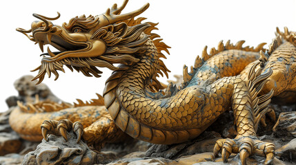 Obraz premium chinese dragon statue on white background