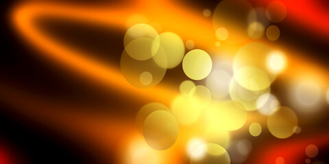 Circle abstract lights, orange neon glowing background