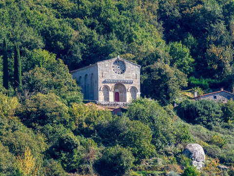 The wonderful Romanesque church of Santo Estevo de Ribas de Mi&ntilde;o. Ribeira Sacra, Lugo, Spain.