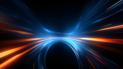 Fototapeta na wymiar Beautiful abstract futuristic dark background with neon blue and orange glow.