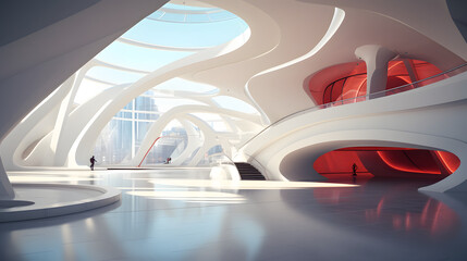Beautiful modern futuristic building interior architecture