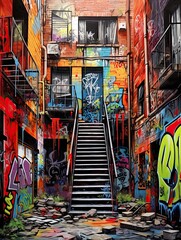 Obraz premium Urban Loft Vibe: Embracing Graffiti Tags and the Essence of Street Art