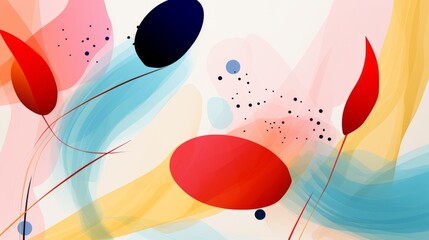 Naive art background in bright colors. Lively abstract shapes and simple designs. Bright vibrant colors. 