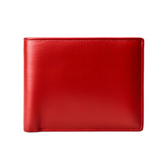 Close-up photo of red leather wallet without background