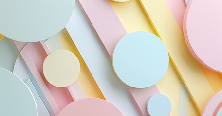 Abstract pastel geometric shapes background with circles and stripes