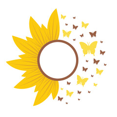 Half Sunflower,Flower , Monogram,Sunflower silhouette, Floral,Sunflower SVG,Sunflower with Butterfly cut file,Sunflower with brid bundle.sunflower svg