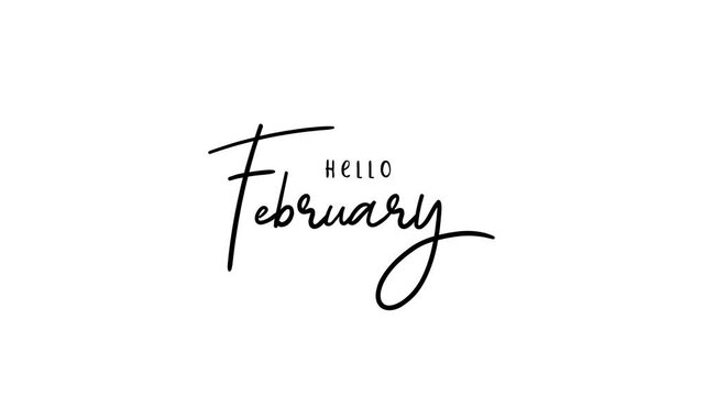 Hello February Effect of lettering Text, Typography Animation on alpha Background 4k