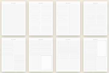 Minimalist printable planner page templates. Notes planner Bundle. Graphic organization paper vector set