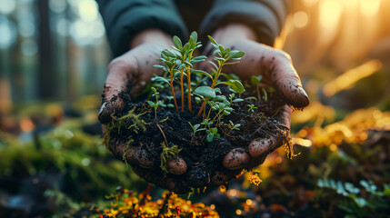 hand holding a plant