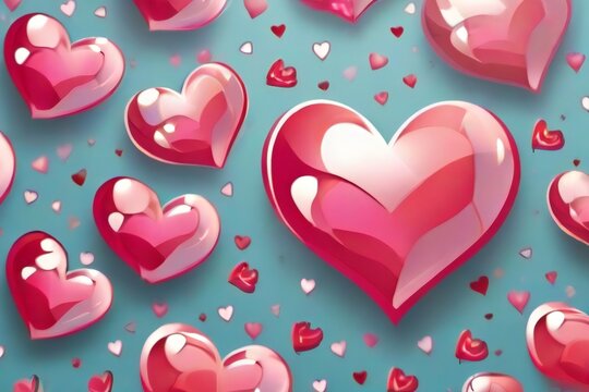 seamless background with hearts heart, love, valentine, pink, vector, hearts, day, 