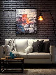 Contemporary Subway Tile Art: Urban Chic Design for a Modern Living Room