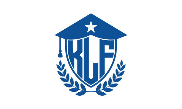 KLF three letter iconic academic logo design vector template. monogram, abstract, school, college, university, graduation cap symbol logo, shield, model, institute, educational, coaching canter, tech	